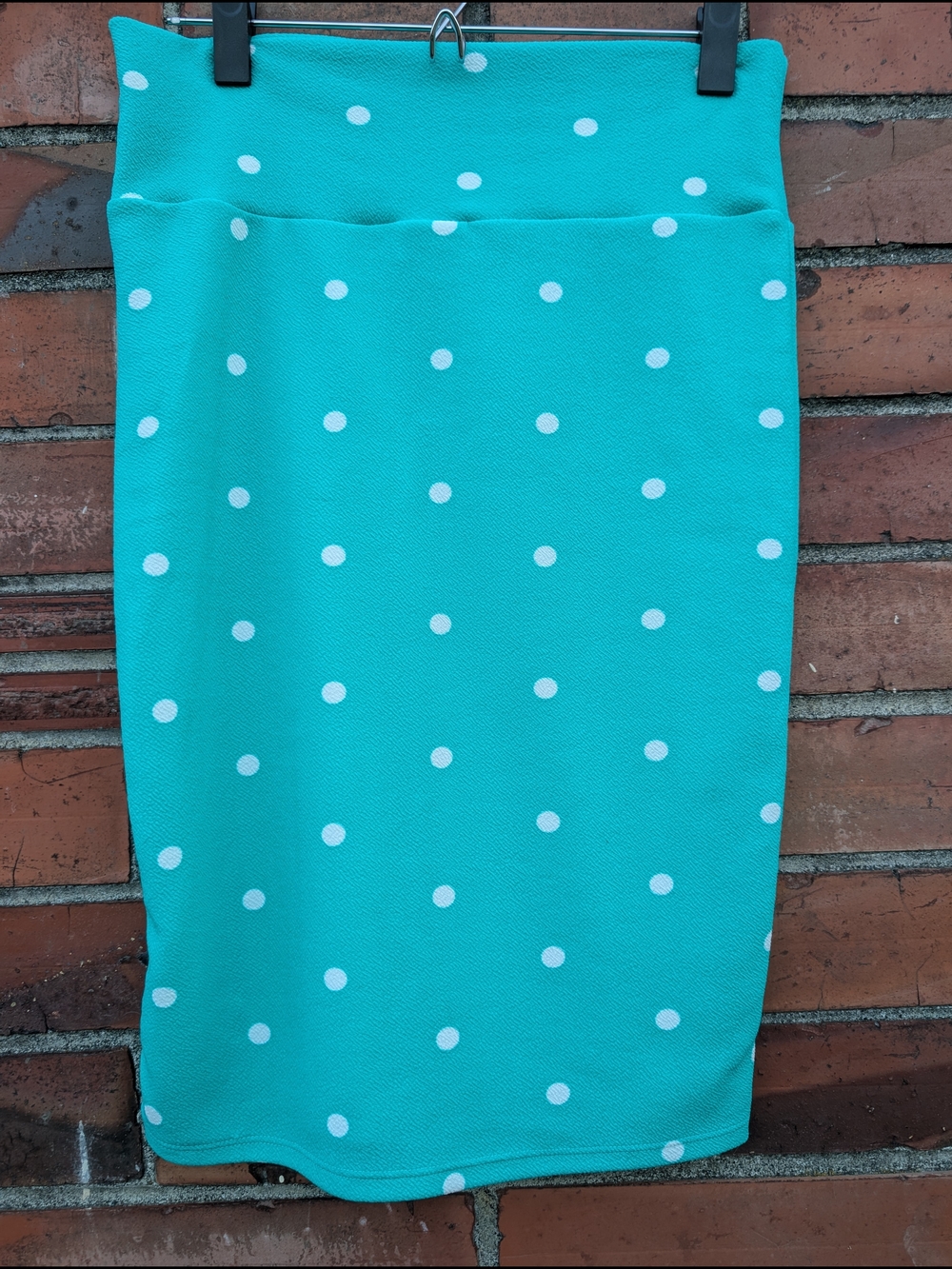 LuLaRoe Cassie Teal Polka Dot Pencil Skirt *Size S* Super Stretchy Retro Pin Up